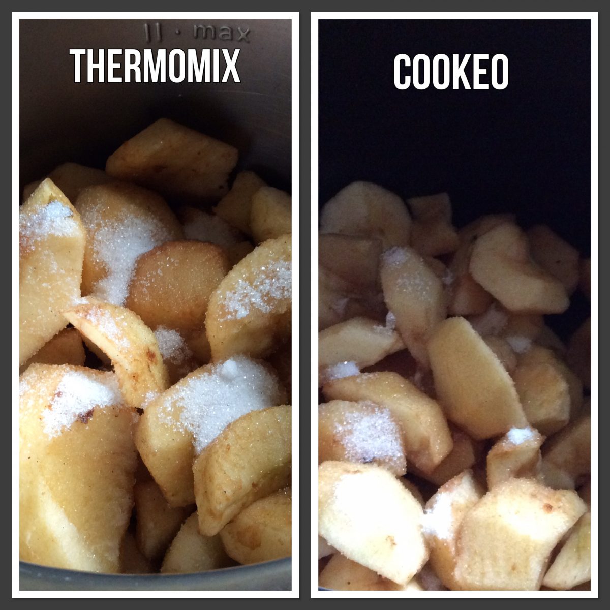Compote de pommes au cookeo ou Thermomix. Test en même temps .. Avec