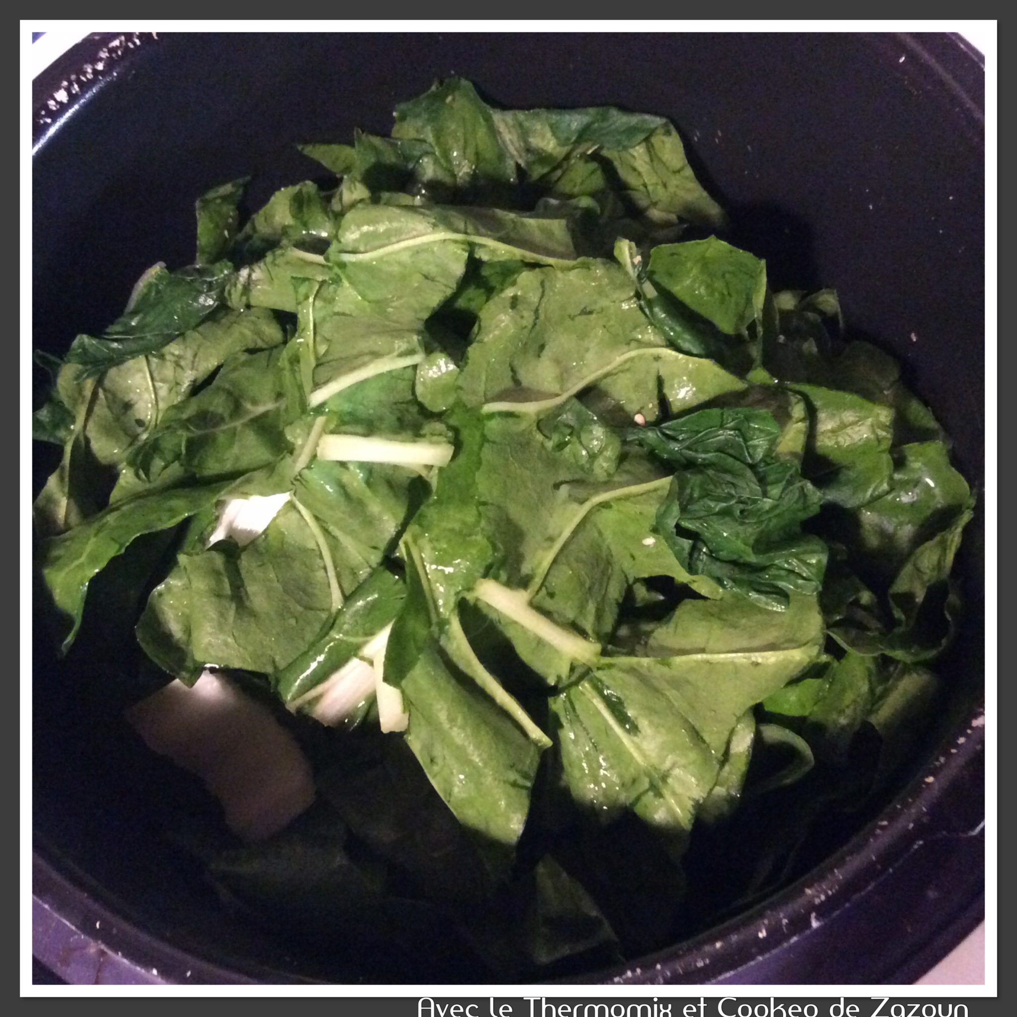 Blettes aux épinards et leur croquant au cookeo Avec le Thermomix et